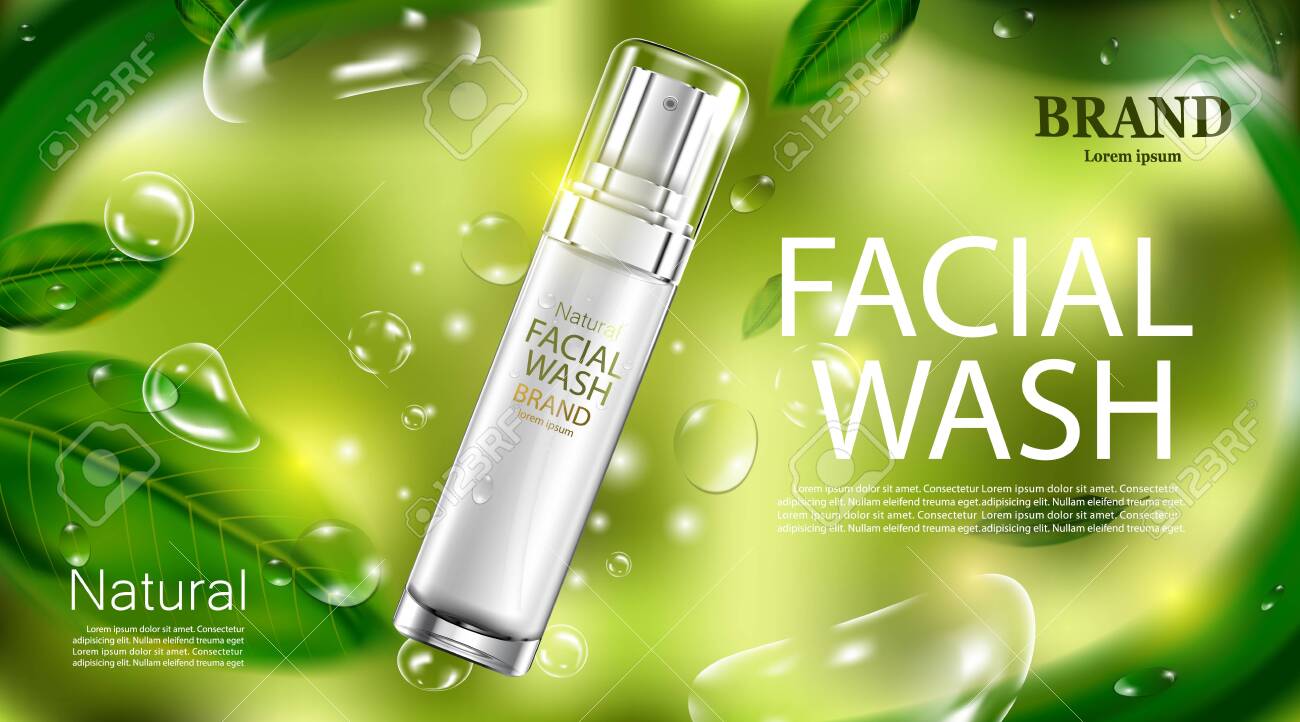 Luxury cosmetic Bottle package skin care cream, Beauty cosmetic product poster with leaves and green background - 124363958 Luxury cosmetic Bottle package skin care cream, Beauty cosmetic product poster with leaves and green background - 124363958