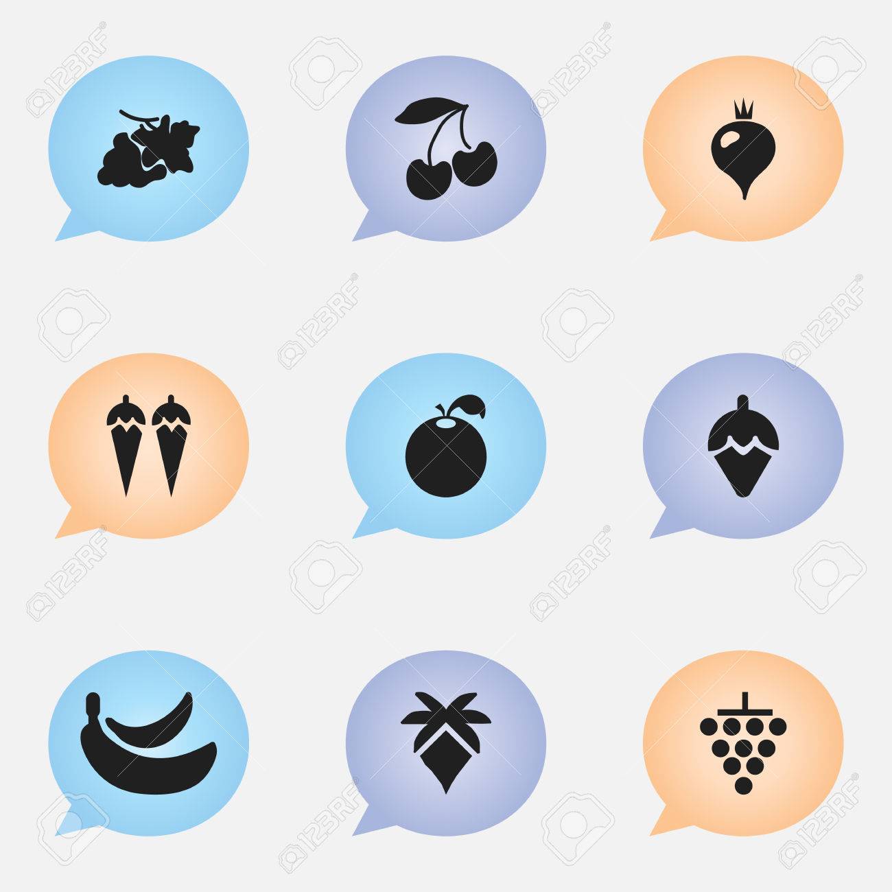 set of 9 editable fruits icons includes symbols such as cherry