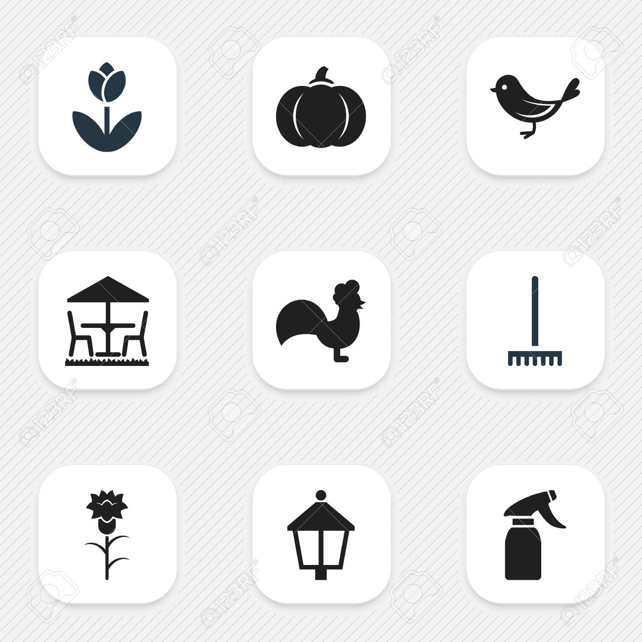 9 編集可能な植物アイコンのセットです 美花 ガーデン席 ひょうたんなどの記号が含まれています Web モバイル Ui インフォ グラフィック デザインに使用できます のイラスト素材 ベクタ Image 74443901