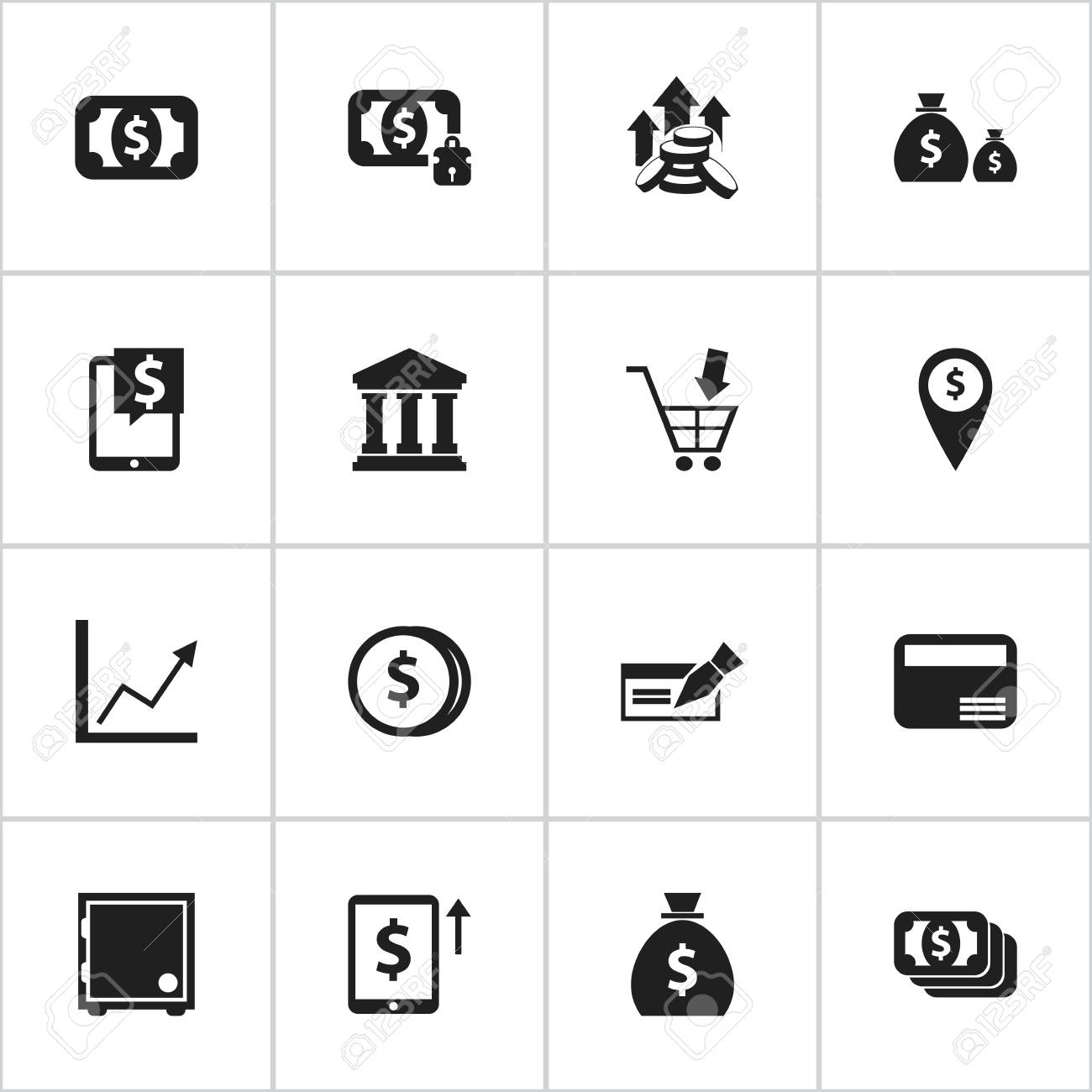 編集可能な金融の 16 のアイコンのセットです。コイン、現金成長を上げる交流センターなどの記号などが含まれています。Web、モバイル、UI、インフォ  グラフィック デザインに使用できます。のイラスト素材・ベクター Image 74489360