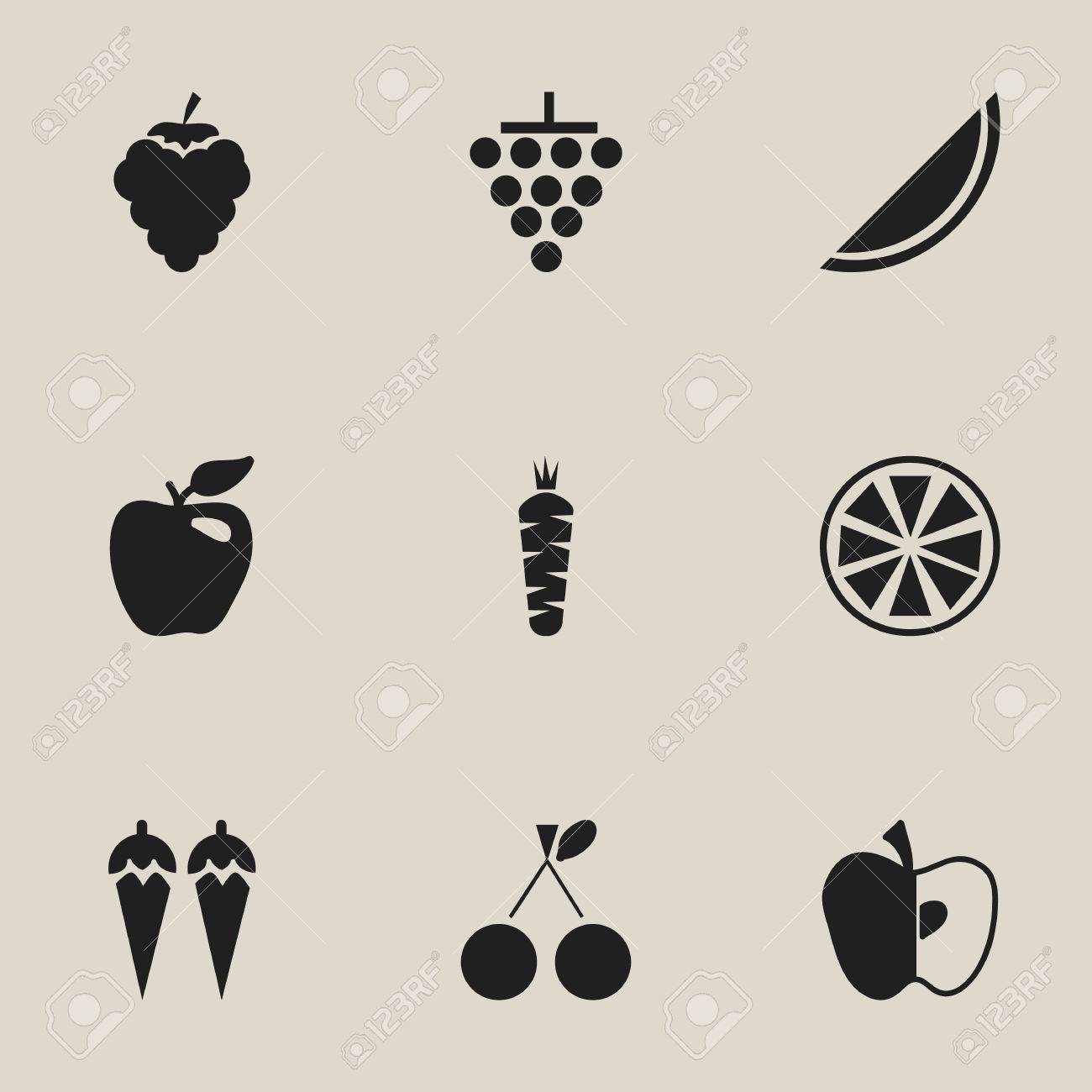 set of 9 editable fruits icons includes symbols such as chili
