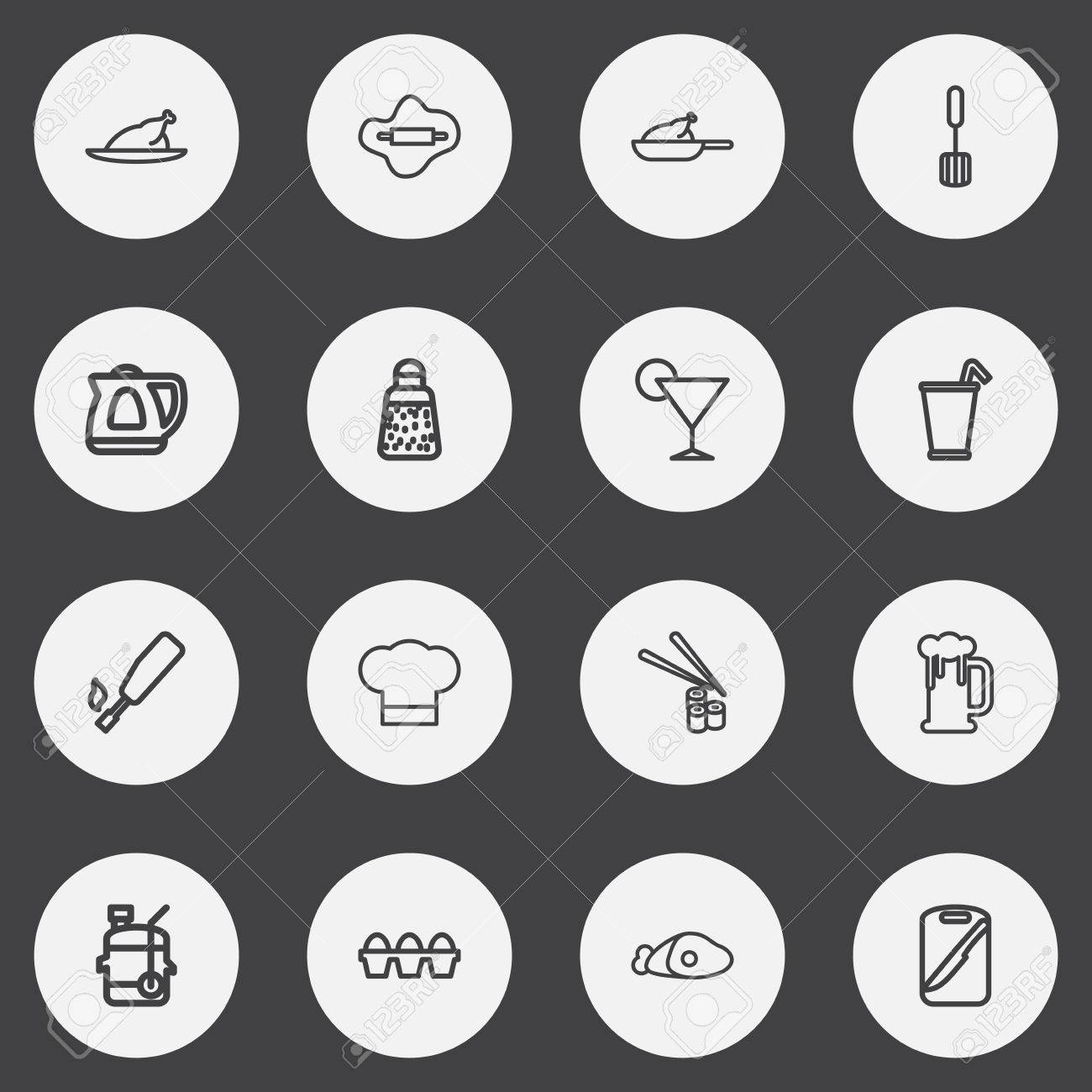 Conjunto de 16 iconos de esquema de cocción editables Conjunto de 16 iconos de esquema de cocción editables