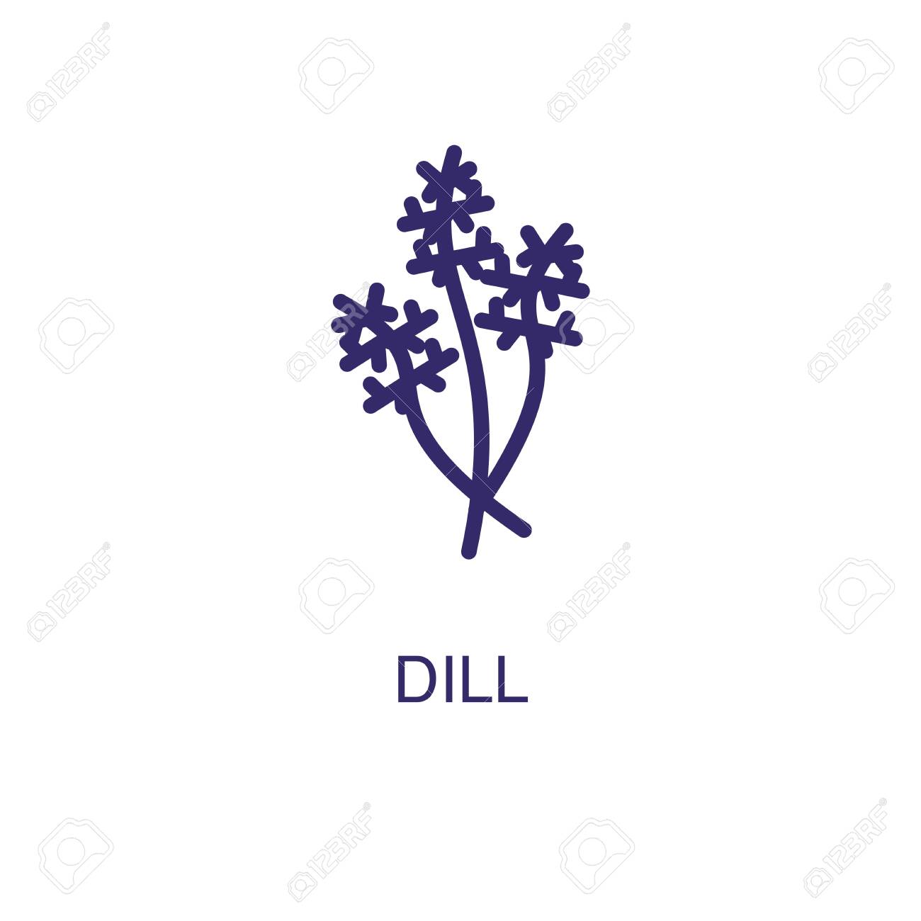 Dill element in flat simple style on white background. Dill icon, with text name concept template - 134450430 Dill element in flat simple style on white background. Dill icon, with text name concept template - 134450430