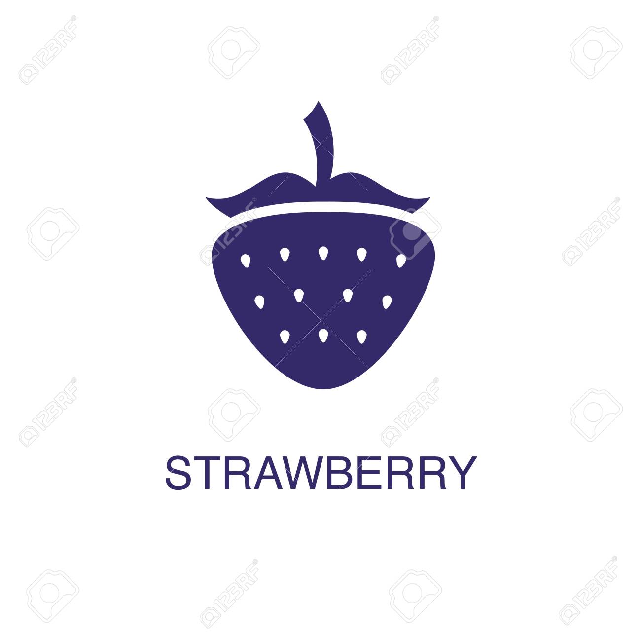 Strawberry element in flat simple style on white background. Strawberry icon, with text name concept template - 134450454 Strawberry element in flat simple style on white background. Strawberry icon, with text name concept template - 134450454