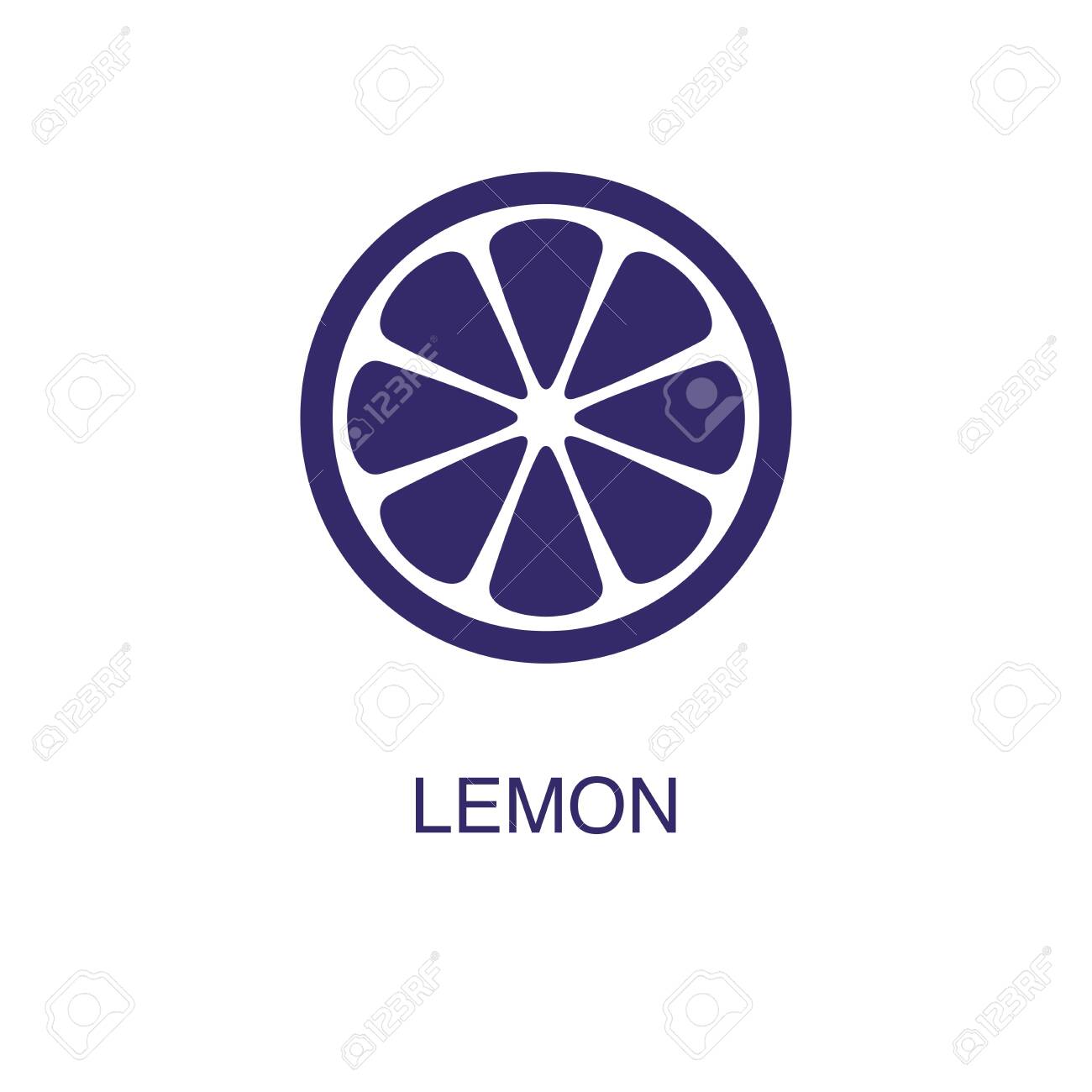 Lemon element in flat simple style on white background. Lemon icon, with text name concept template - 134450457 Lemon element in flat simple style on white background. Lemon icon, with text name concept template - 134450457