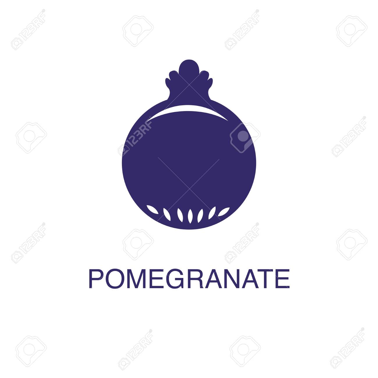 Pomegranate element in flat simple style on white background. Pomegranate icon, with text name concept template - 134450524 Pomegranate element in flat simple style on white background. Pomegranate icon, with text name concept template - 134450524