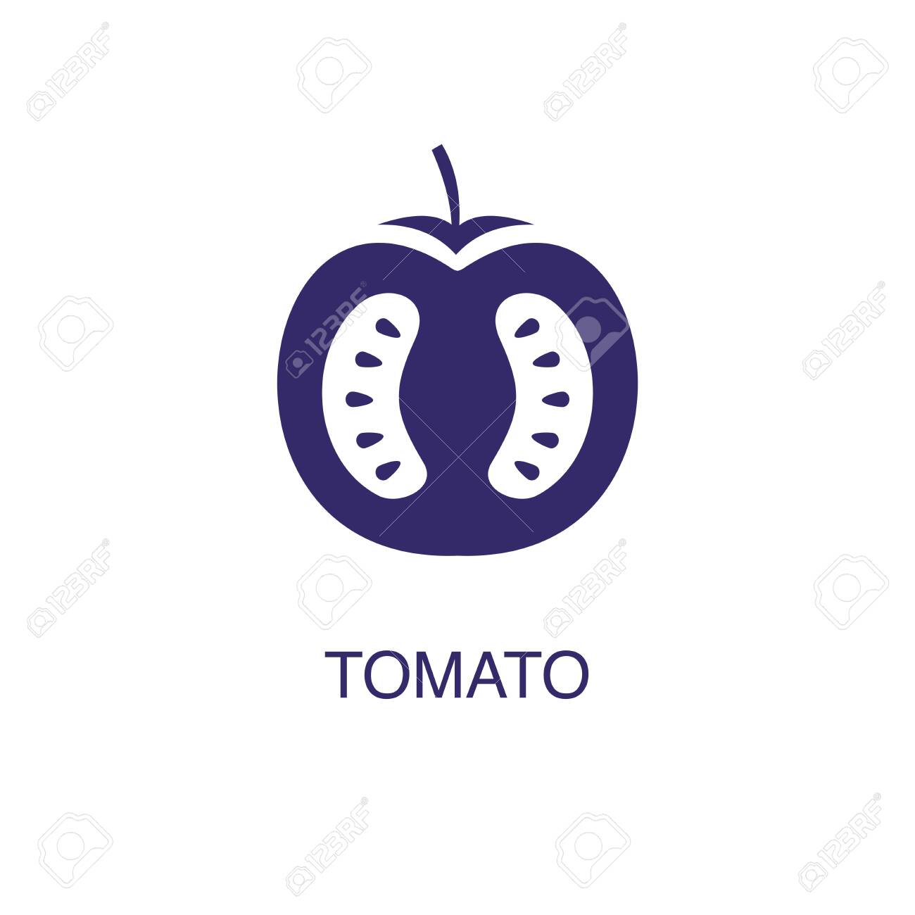 Tomato element in flat simple style on white background. Tomato icon, with text name concept template - 134450808 Tomato element in flat simple style on white background. Tomato icon, with text name concept template - 134450808
