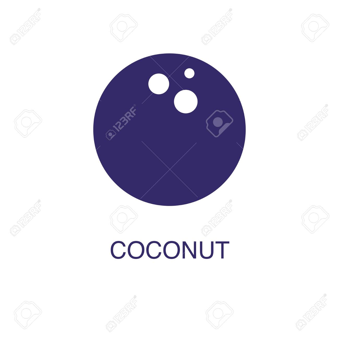 Coconut element in flat simple style on white background. Coconut icon, with text name concept template - 134450831 Coconut element in flat simple style on white background. Coconut icon, with text name concept template - 134450831