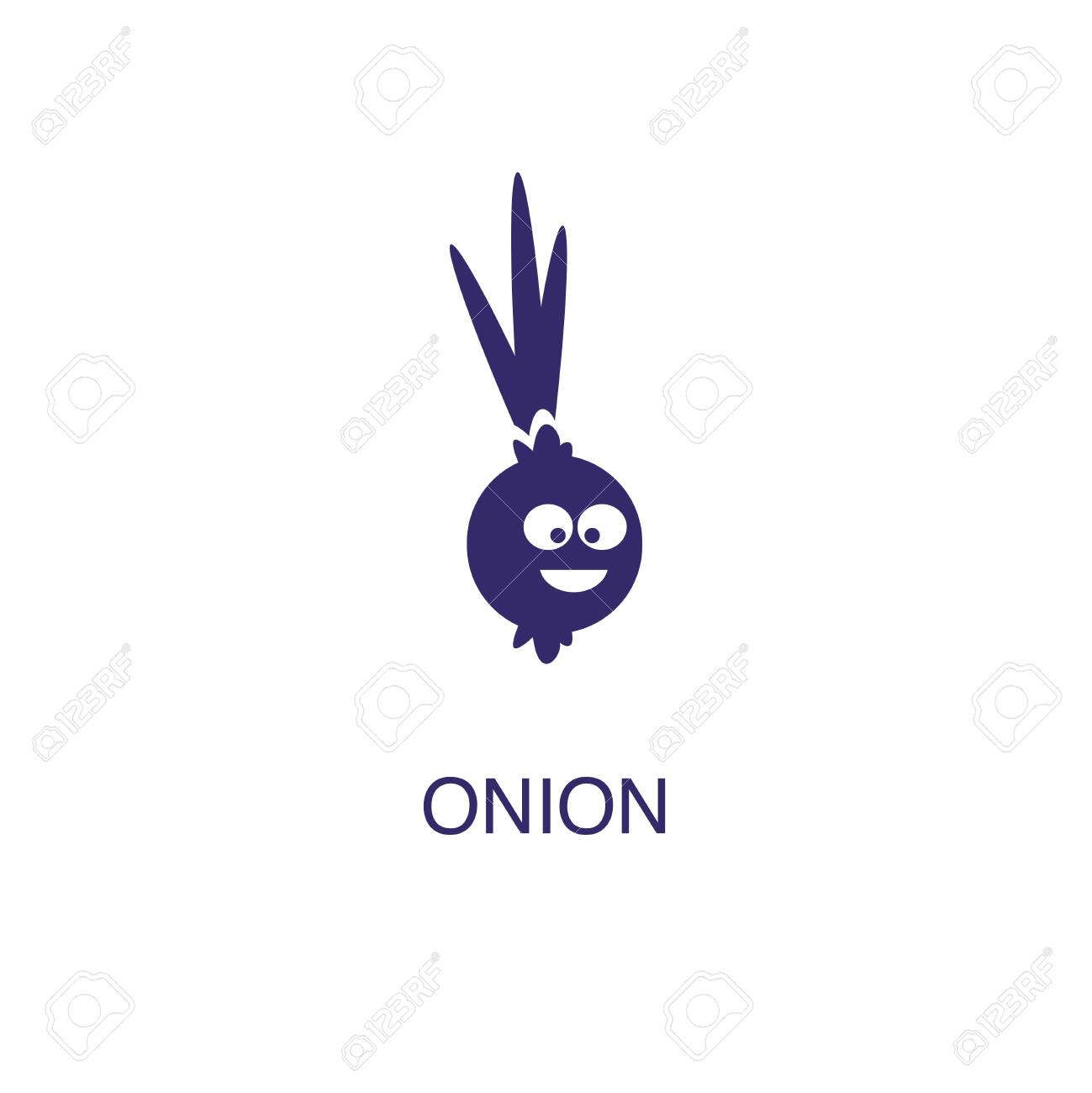 Onion element in flat simple style on white background. Onion icon, with text name concept template - 134450842 Onion element in flat simple style on white background. Onion icon, with text name concept template - 134450842