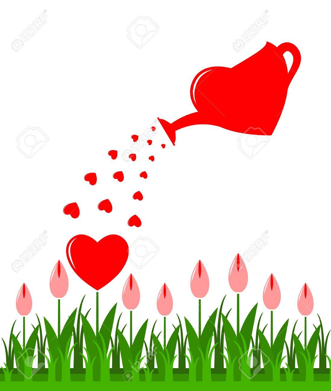 Heart Flowers And Heart Watering Can Isolated On White Background Royalty  Free SVG, Cliparts, Vectors, and Stock Illustration. Image 18539647., image size:1098x1300