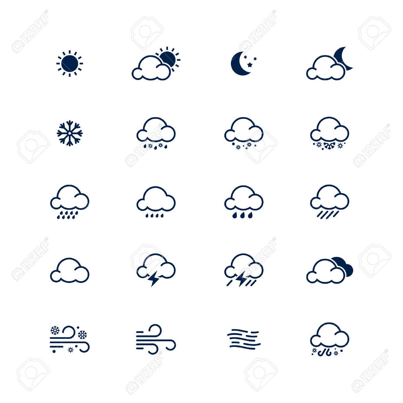 Simple Line Weather Icon Set Illustration Royalty Free Cliparts Vectors And Stock Illustration Image