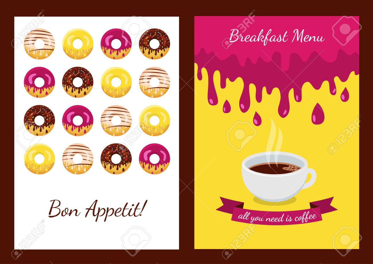 set of vector background with donuts abstract concept for cafe