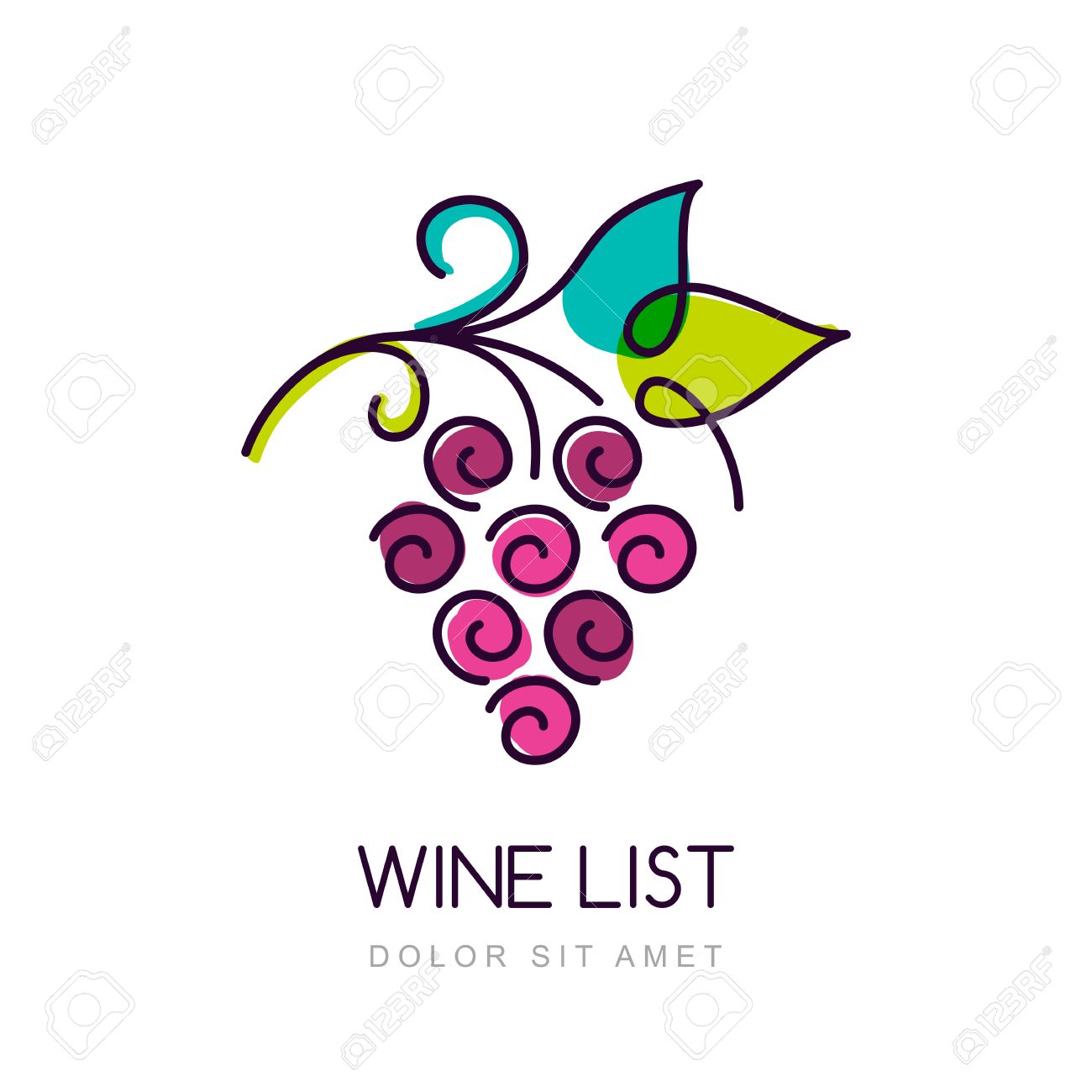 vector colorful grape vine design template concept for organic