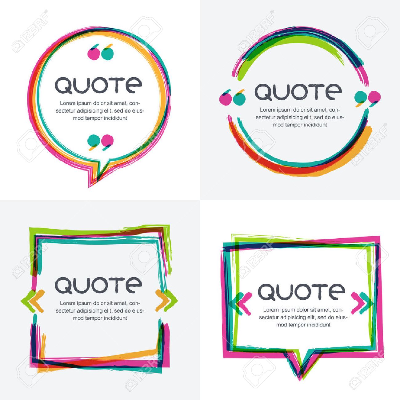vector set of quote forms template colorful bright backgrounds