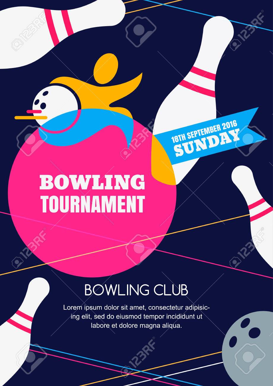 Vector Bowling Tournament Banner Poster Or Flyer Design Template