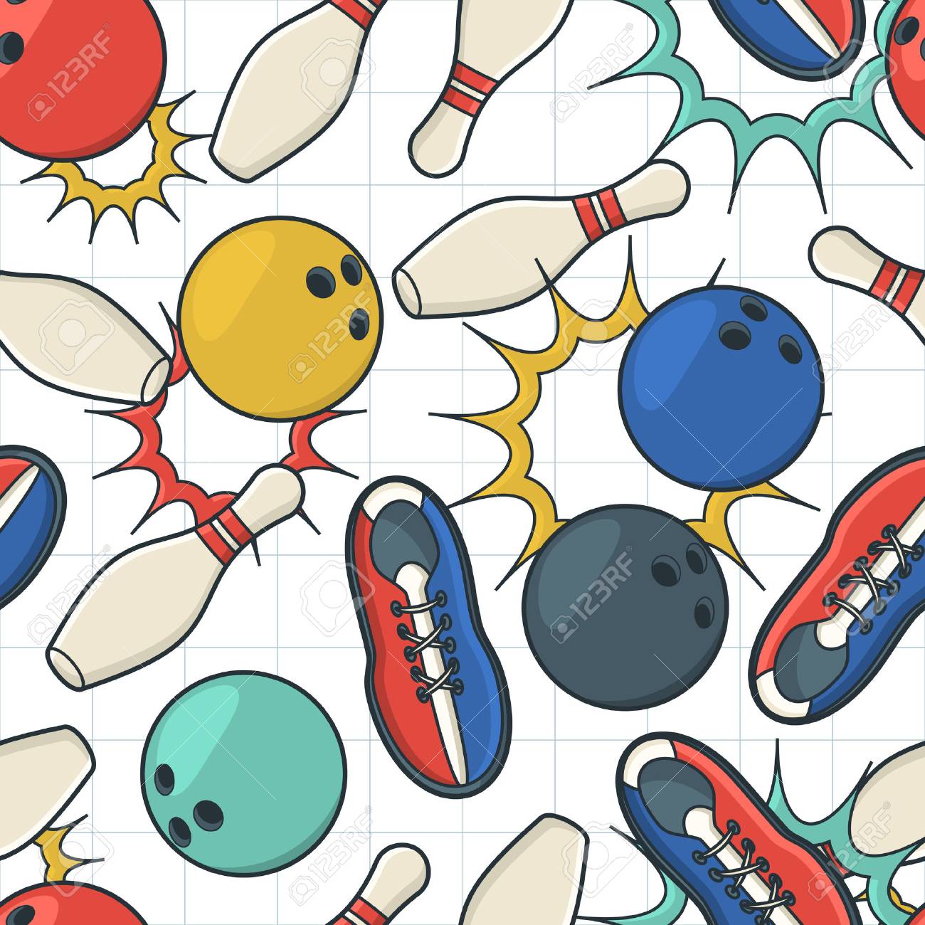 bowling vector seamless pattern color doodle design elements on notebook sheet of paper bowling - Bowling Pictures To Color bowling vector seamless pattern color doodle design elements on notebook sheet of paper bowling - Bowling Pictures To Color