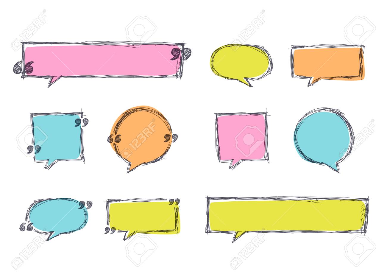 パステル カラーの空のテンプレートを引用のベクトルを設定します バナーの背景をスケッチします 手でフレームを描画します 空白の吹き出し のテキスト情報と印刷のデザイン のイラスト素材 ベクタ Image