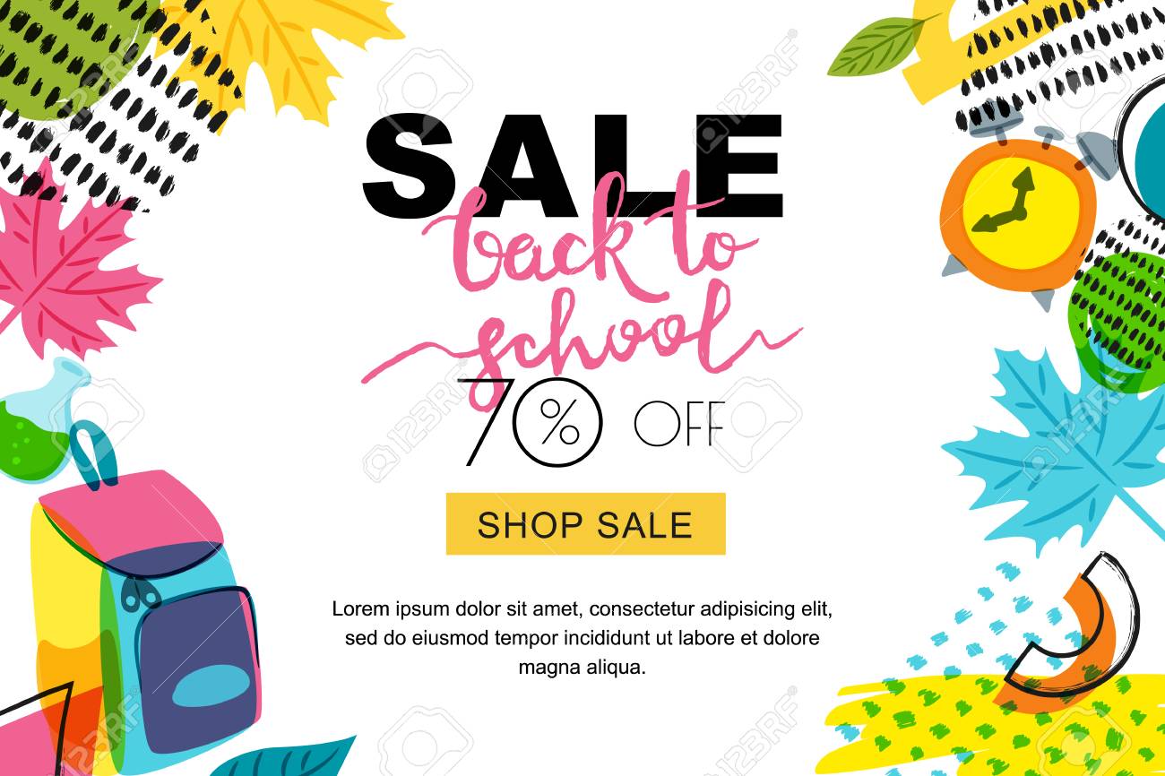 vector back to school sale banner poster background hand drawn