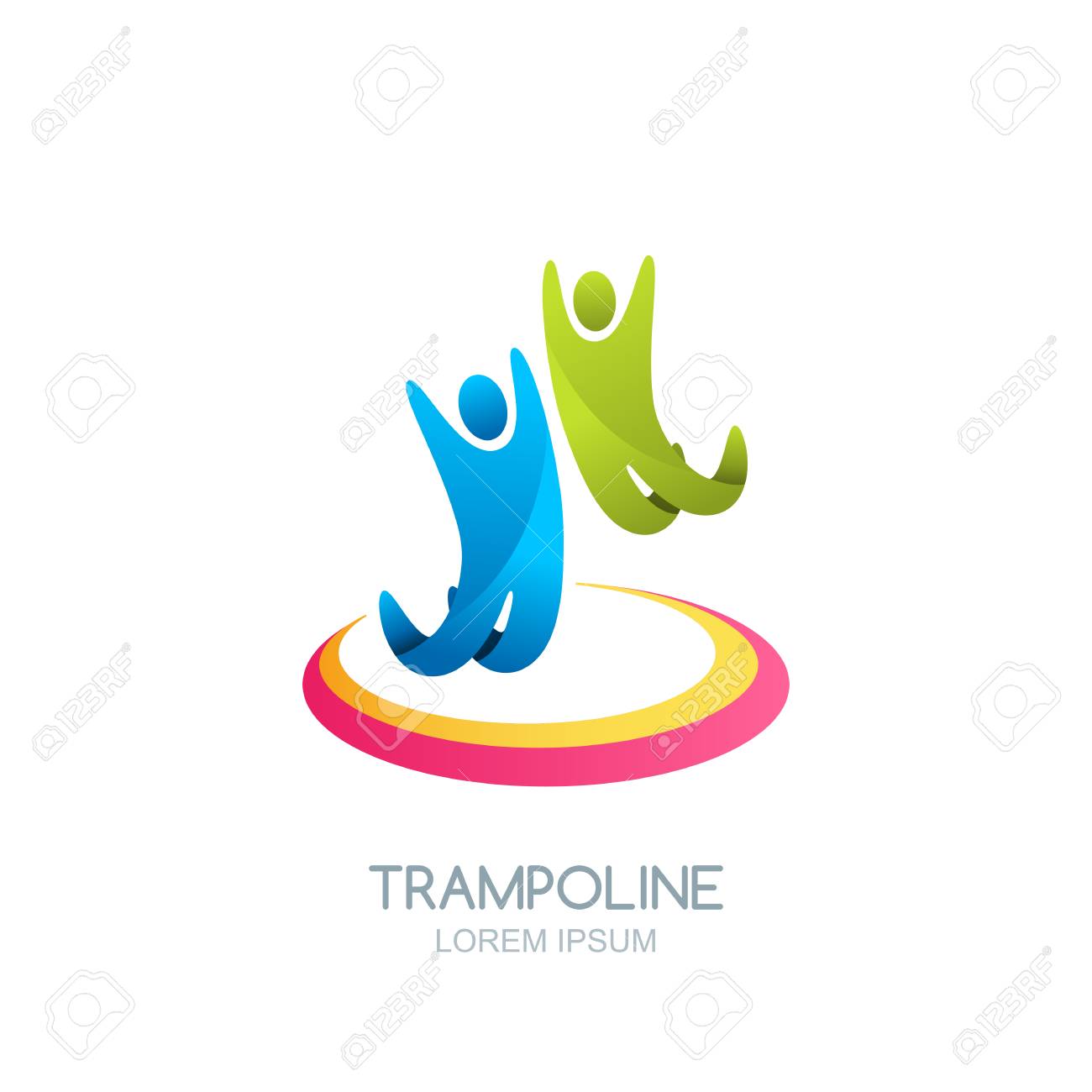 vector trampoline sport logo emblem design template isolated