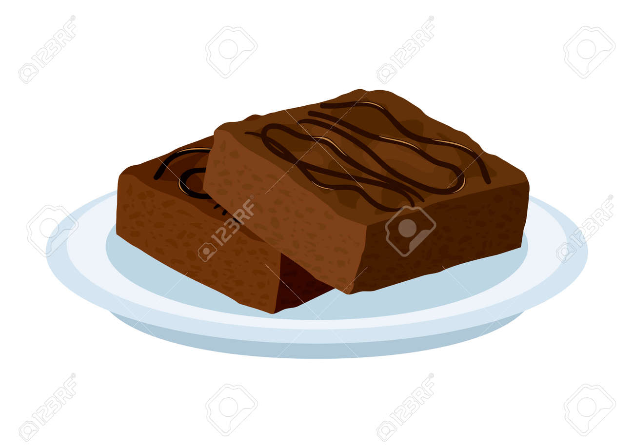 Chocolate Brownies On A Plate Icon Vector. Sweet Chocolate Pastry Icon  Isolated On A White Background. Chocolate Brownie Cake Two Pieces Vector  Royalty Free SVG, Cliparts, Vectors, and Stock Illustration. Image  178583637., image size:1300x919