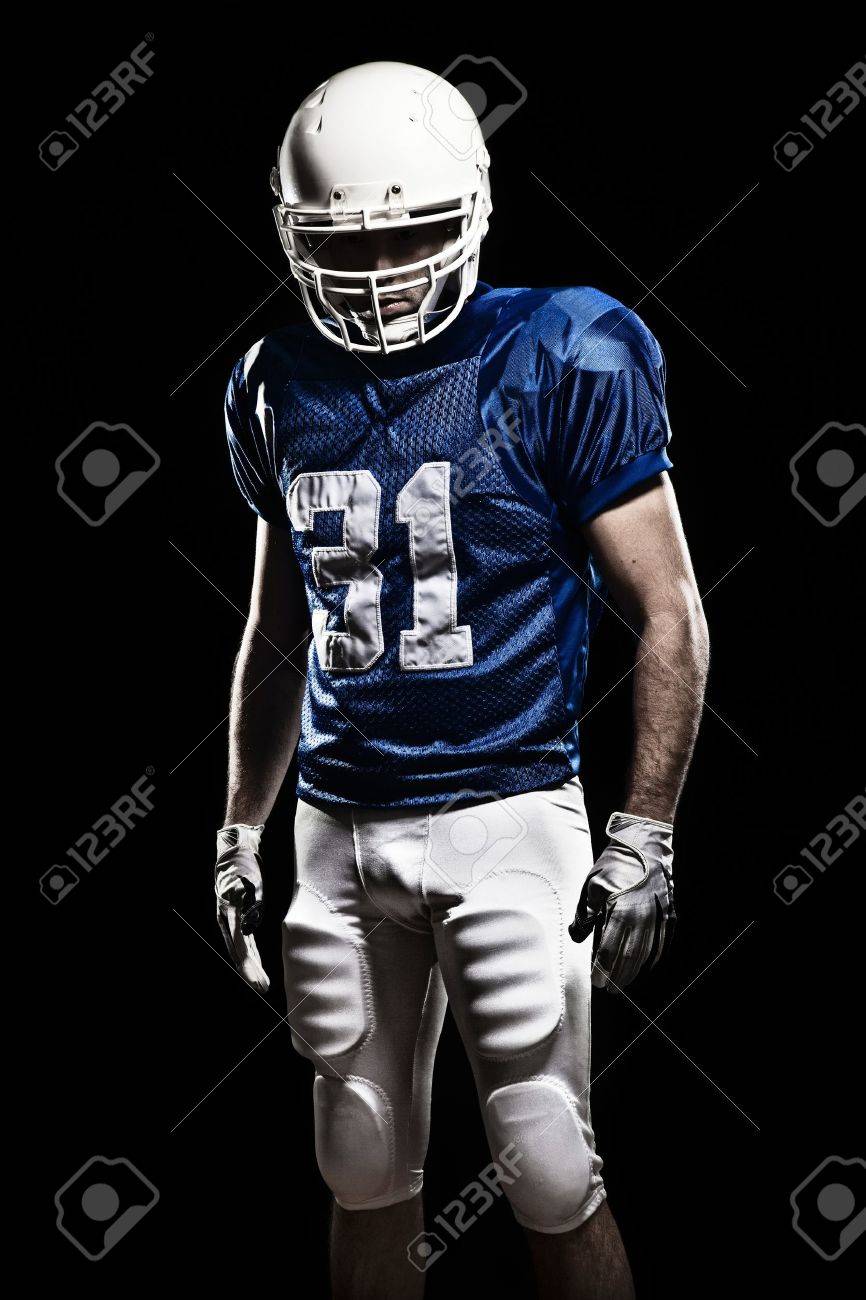 Football Player with number on a blue uniform Studio shot - 19620416 Football Player with number on a blue uniform Studio shot - 19620416