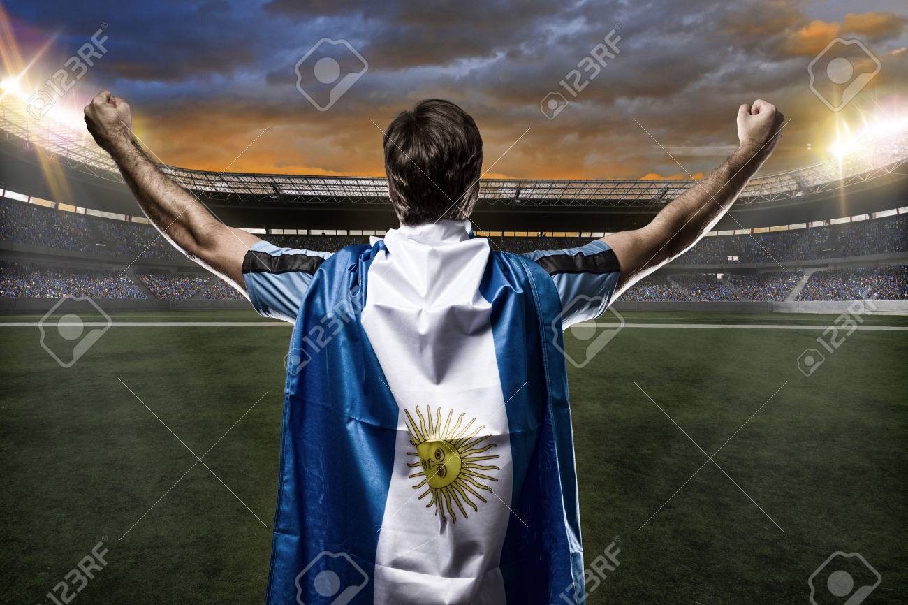 Argentinian soccer player, celebrating with the fans. - 26331317 Argentinian soccer player, celebrating with the fans. - 26331317