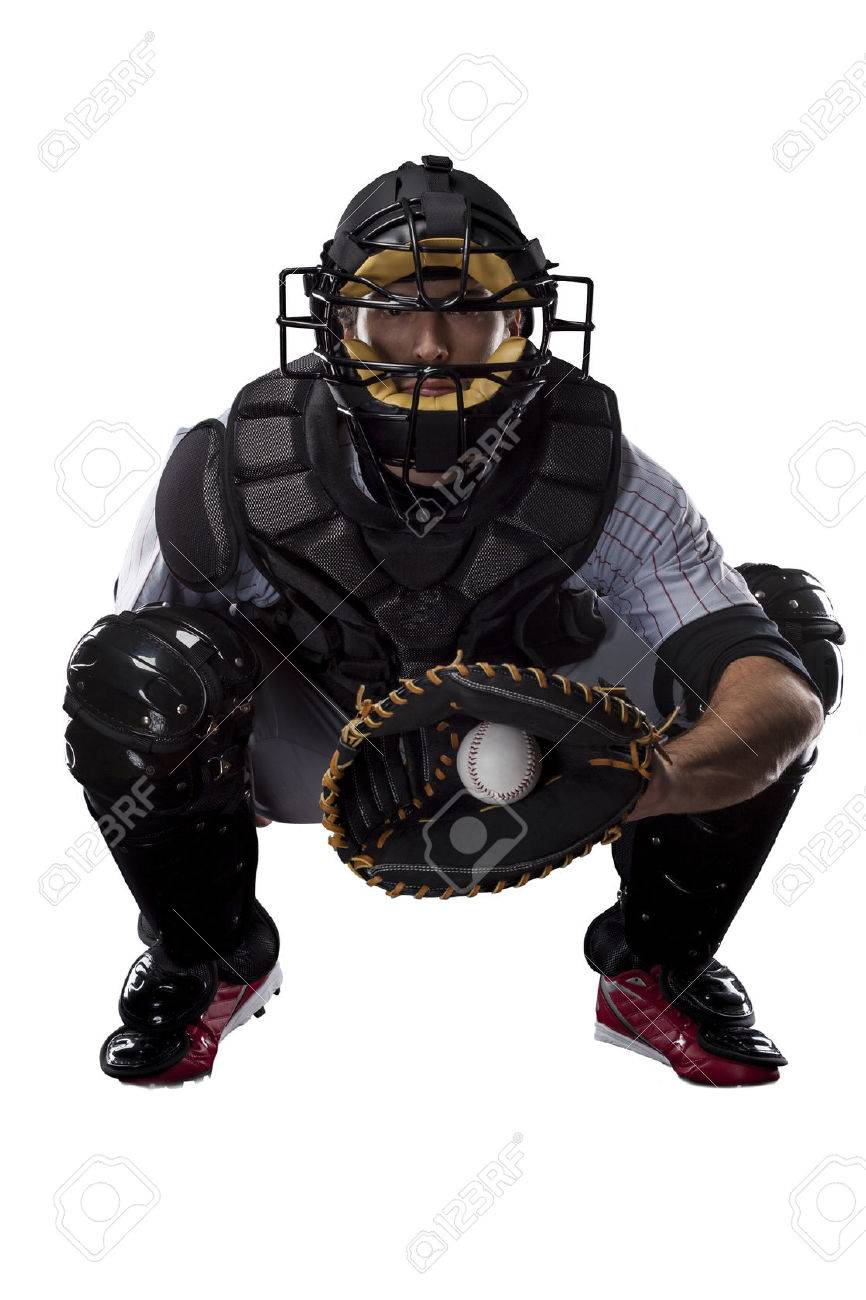 Catcher Baseball Player, on a white background. - 27529084 Catcher Baseball Player, on a white background. - 27529084