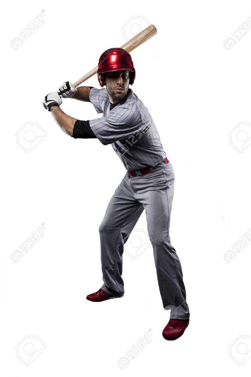 Baseball Player in red uniform, on a white background. - 27529100 Baseball Player in red uniform, on a white background. - 27529100