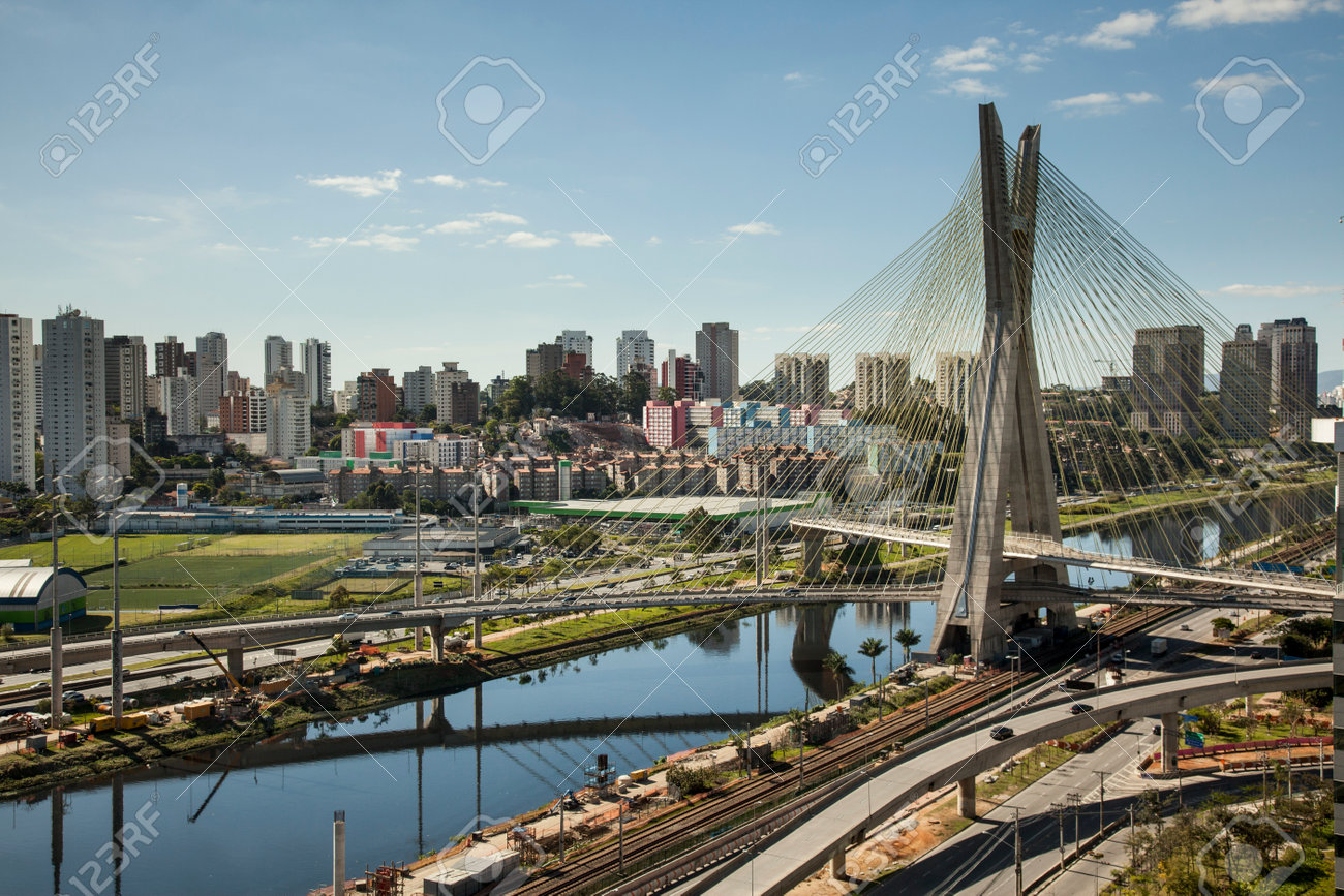 Sunset over Octavio Frias Oliveira Bridge - Sao Paulo - Brazil - 34081511 Sunset over Octavio Frias Oliveira Bridge - Sao Paulo - Brazil - 34081511
