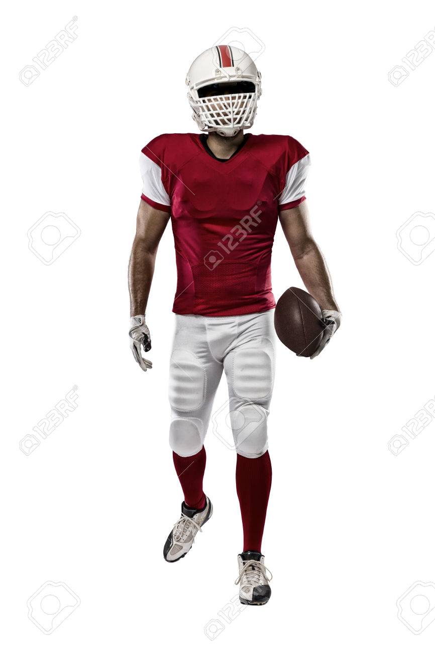 Football Player with a red uniform on a white background. - 35219510 Football Player with a red uniform on a white background. - 35219510