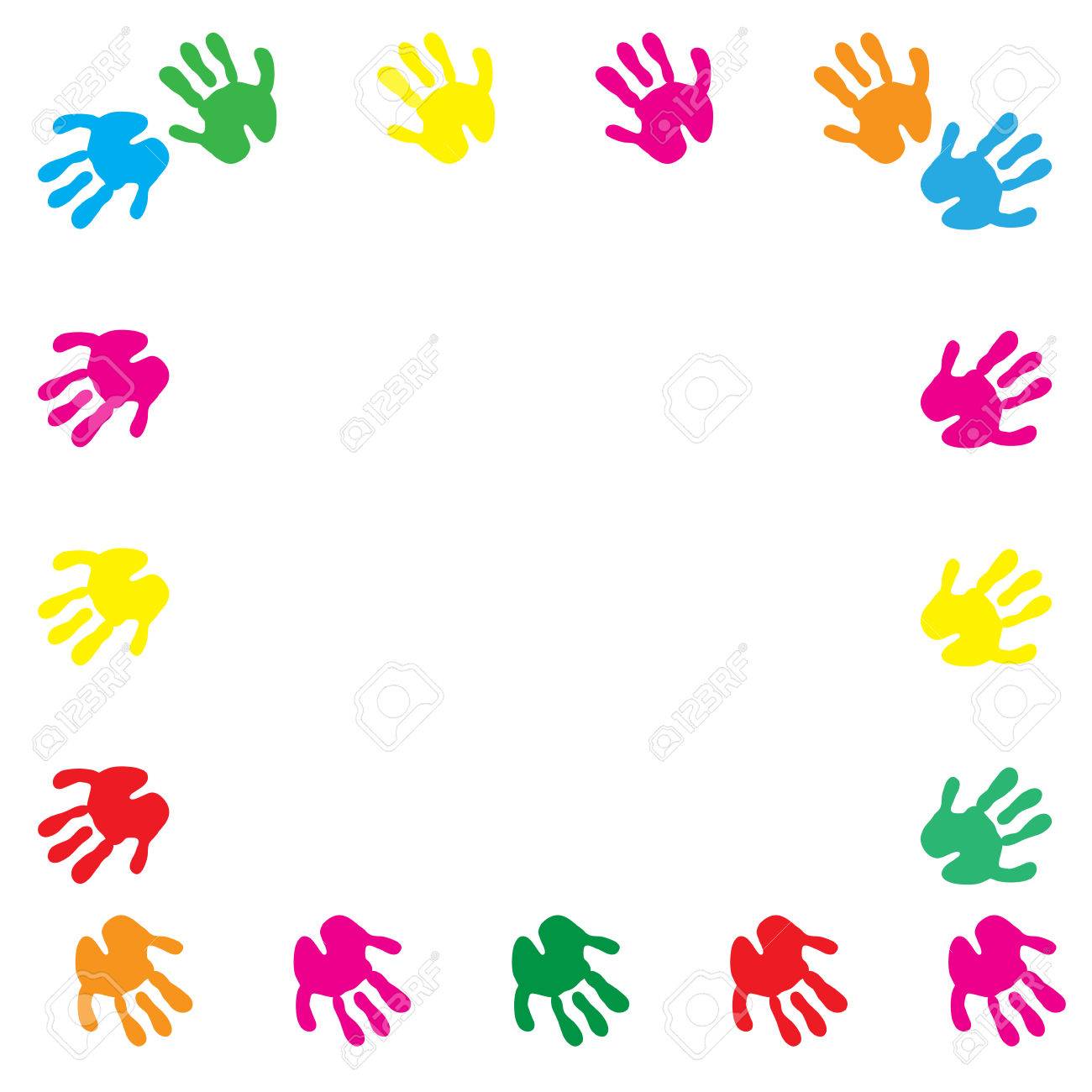 children hand prints frame