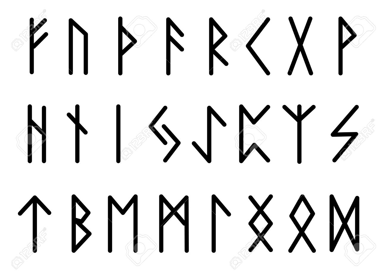 Rune Set Of Letters, Runes Alphabet. Runic Alphabet. Writing Rune Set Of Letters, Runes Alphabet. Runic Alphabet. Writing