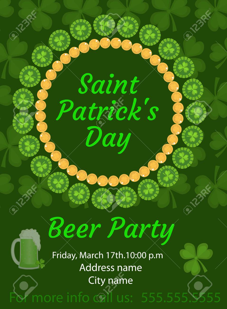 happy st patricks day invitation poster flyer beer party
