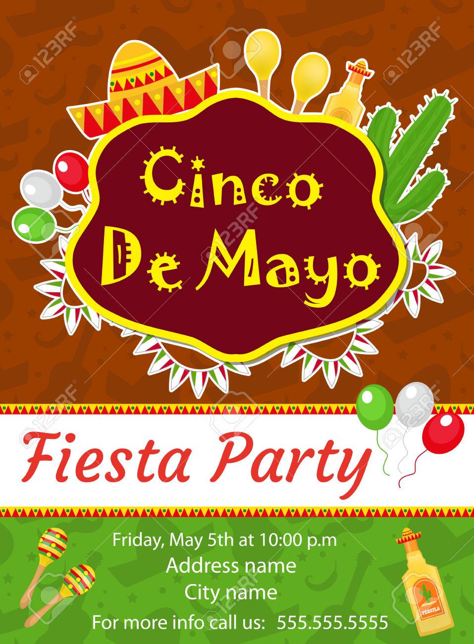 cinco de mayo invitation template flyer mexican holiday postcard