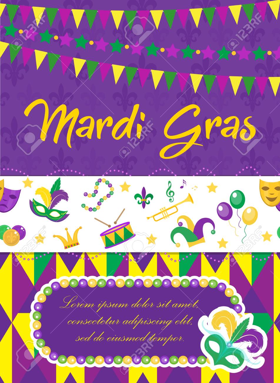 mardi gras carnival poster invitation greeting card happy