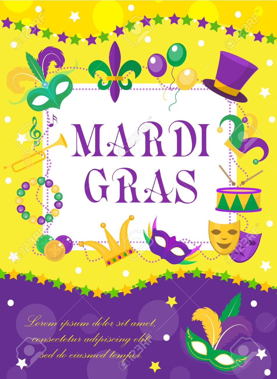 mardi gras carnival poster invitation greeting card happy
