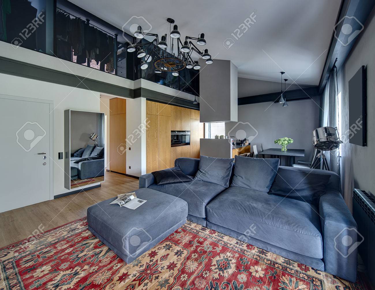 Interior In Modern Style With Light Walls And Parquet With Red.. Stock Photo, Picture And Royalty Free Image. Image 62973919.