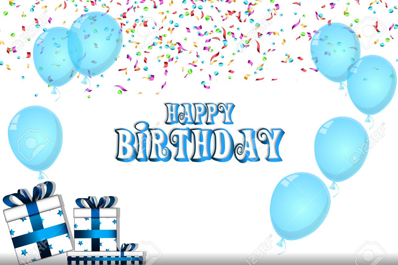 birthday theme background with gift boxes and balloons vector party theme background