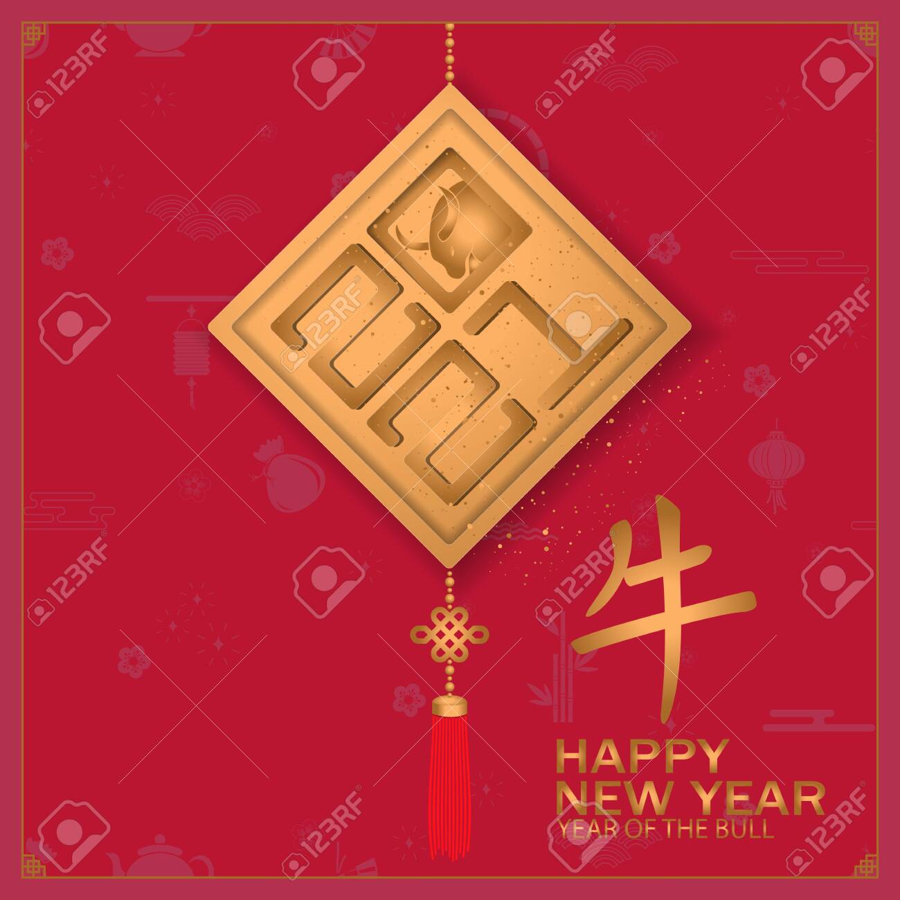 Chinese New Year 2021 Background Chinese Translation Happy Chinese New Year 2021 Bull Royalty Free Cliparts Vectors And Stock Illustration Image 137241647