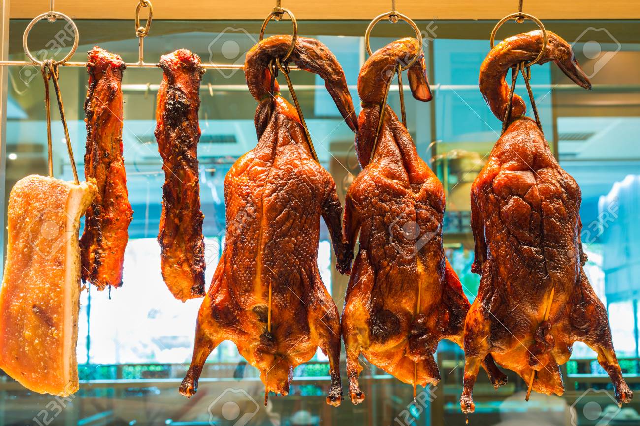 Duck With Pork Roast Is Hang Stock Photo, Picture And Royalty Free Image.  Image 71392327.