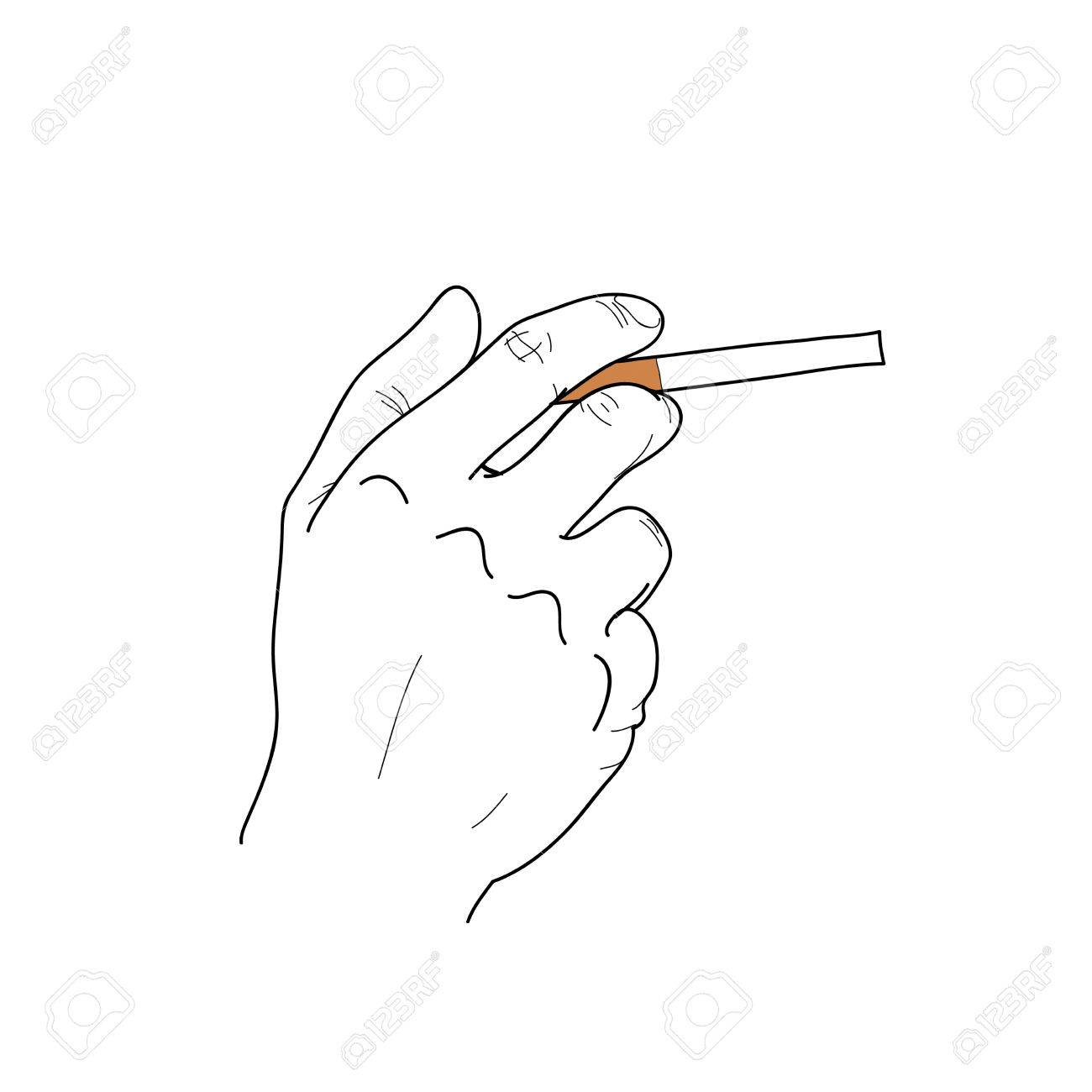 Hand Holding Cigarette Royalty Free Cliparts Vectors And Stock Illustration Image 79563512 Cannabis joint drawing marijuana cigarette. hand holding cigarette