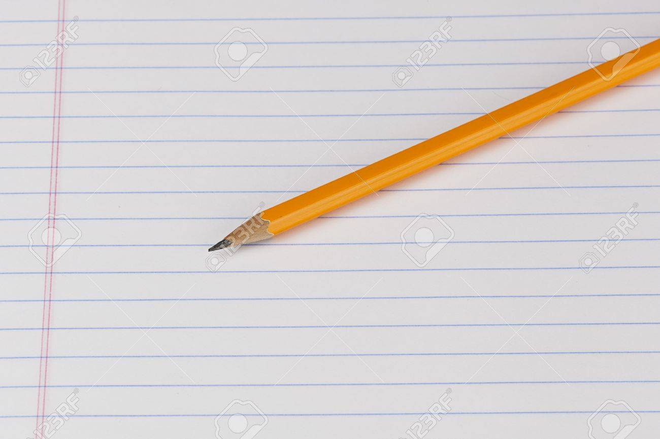 A Yellow Pencil On Notebook Paper Stock Photo, Picture and Royalty Free  Image. Image 9730151., image size:1300x866