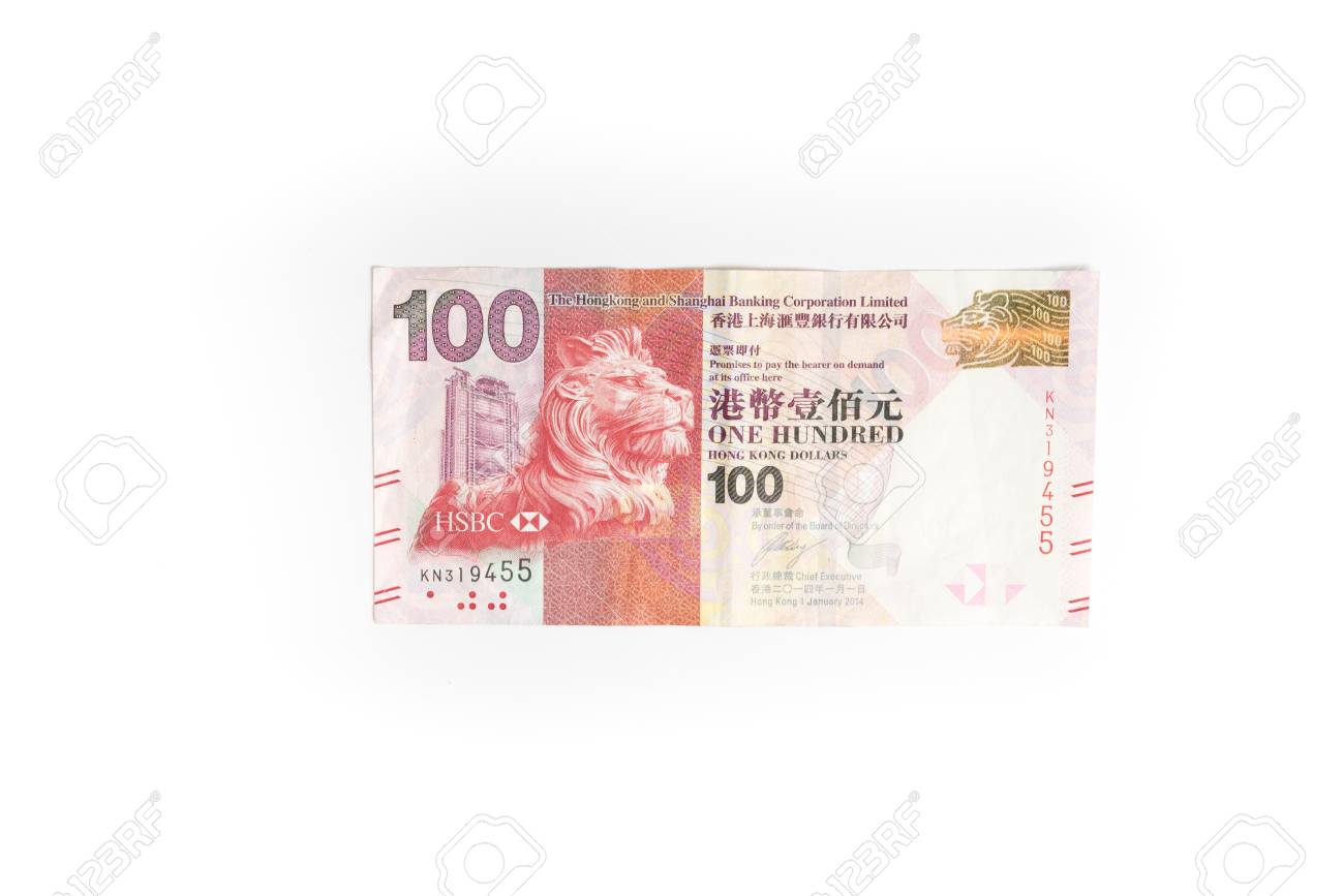 One Hundred 100 Hong Kong Dollars Or Hkd Banknote Isolated On White  Background, Currency Of Hong Kong Stock Photo, Picture and Royalty Free  Image. Image 65198016.