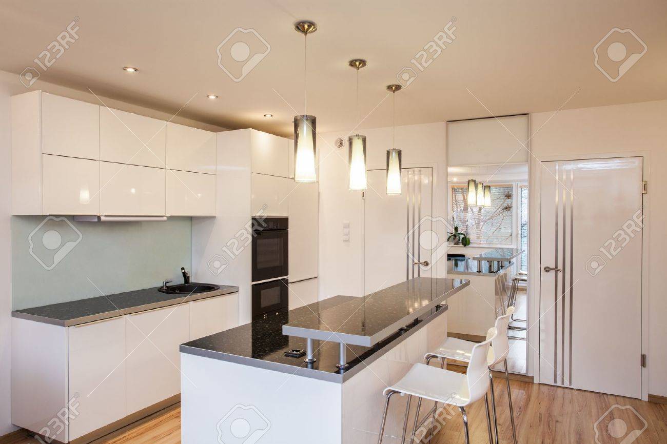Stylish Flat Interior Of Modern And Bright Kitchen Stock Photo Picture And Royalty Free Image Image 17749209