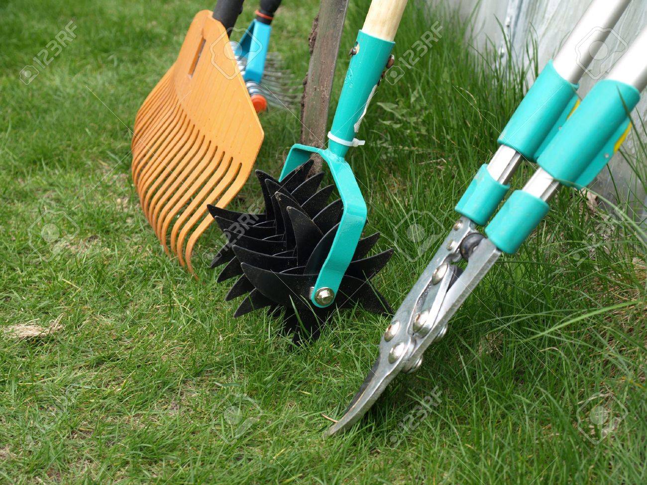 different garden tools necessary for garden works stock photo garden works tools