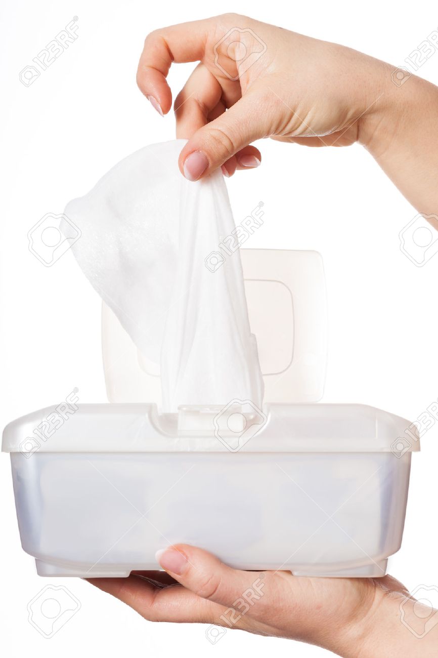 Femme A Dessin Blanc Lingette Humide De La Boite En Plastique Banque D Images Et Photos Libres De Droits Image