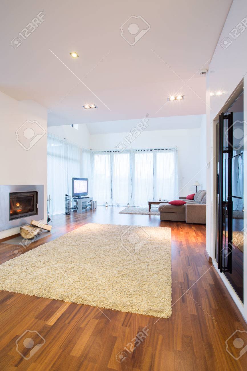 お金持ちの大きな家でモダンな広々 としたラウンジの写真素材・画像素材 Image 40544813