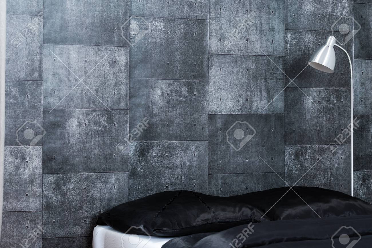 Bild Von Zeitgenossischen Beton Tapeten Design Im Schlafzimmer Lizenzfreie Fotos Bilder Und Stock Fotografie Image 48143167