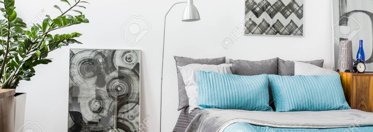 pic Modern Grey And Turquoise Bedroom 123rf