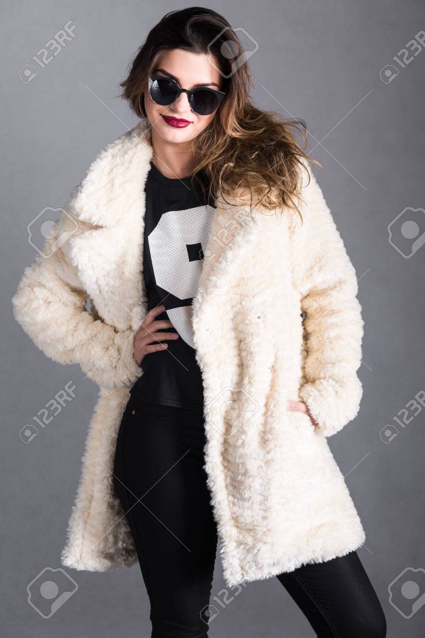 white furry jacket